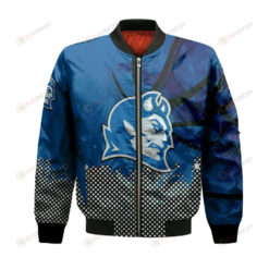 Central Connecticut Blue Devils Bomber Jacket 3D Printed Basketball Net Grunge Pattern