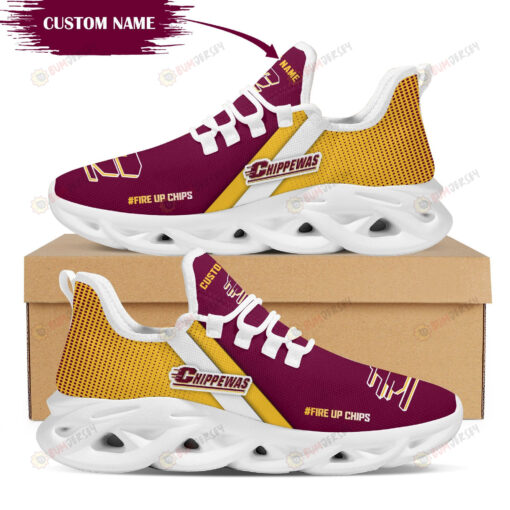 Central Michigan Chippewas Custom Name Logo Pattern 3D Max Soul Sneaker Shoes