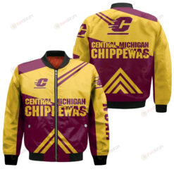 Central Michigan Chippewas Football Bomber Jacket 3D Printed - Stripes Cross Shoulders