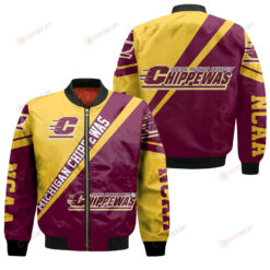Central Michigan Chippewas Logo Bomber Jacket 3D Printed Cross Style