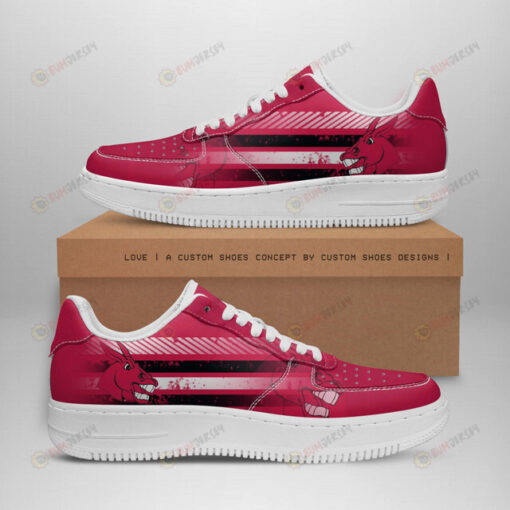 Central Missouri Mules Logo Stripe Pattern Air Force 1 Printed In Red