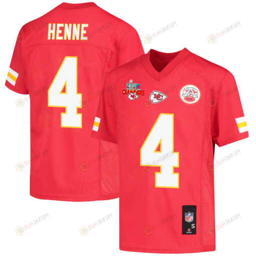 Chad Henne 4 Kansas City Chiefs Super Bowl LVII Champions 3 Stars Youth Jersey - Red