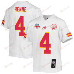 Chad Henne 4 Kansas City Chiefs Super Bowl LVII Champions 3 Stars Youth Jersey - White