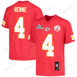 Chad Henne 4 Kansas City Chiefs Super Bowl LVII Champions Youth Jersey - Red