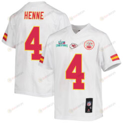 Chad Henne 4 Kansas City Chiefs Super Bowl LVII Champions Youth Jersey - White