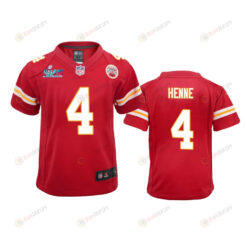 Chad Henne 4 Kansas City Chiefs Super Bowl LVII Game Jersey - Youth Red