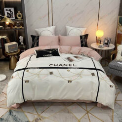 Chanel CC Chain Satin Cotton Bedding Set In White