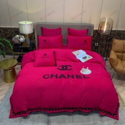 Chanel CC Heavy Velvet Bedding Set In Hot Pink