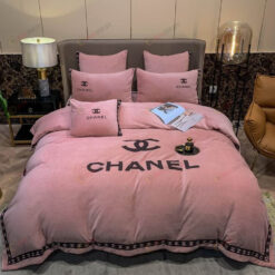 Chanel CC Heavy Velvet Bedding Set In Pink