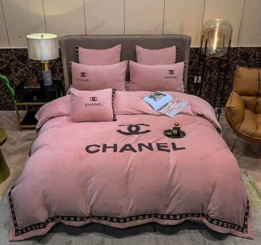 Chanel CC Heavy Velvet Bedding Set In Pink