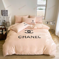 Chanel CC Logo Washed Silk Bedding Set In Light Pink