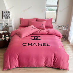 Chanel CC Logo Washed Silk Bedding Set In Pink