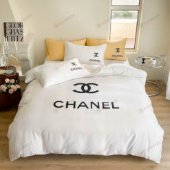 Chanel CC Logo Washed Silk Bedding Set In White