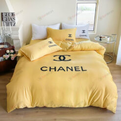 Chanel CC Logo Washed Silk Bedding Set In Yellow