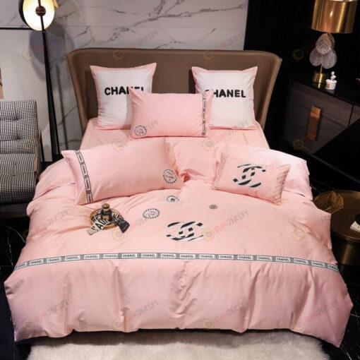 Chanel CC Luxury Long-Staple Cotton Bedding Set In Pink