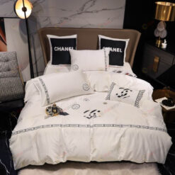Chanel CC Luxury Long-Staple Cotton Bedding Set In White