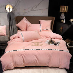 Chanel CC Monogram Velvet Bedding Set In Baby Pink