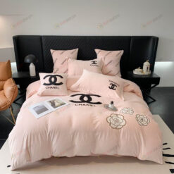 Chanel CC Monogram Velvet Bedding Set In Light Pink