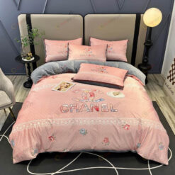 Chanel CC Thick Crystal Velvet Cotton Bedding Set In Pink