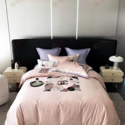 Chanel Camelia Pattern Long-Staple Cotton Bedding Set In Light Pink