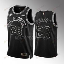 Charles Bassey 28 2022-23 San Antonio Spurs Black Classic Edition Men Jersey Swingman