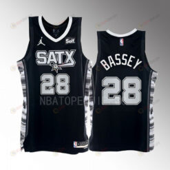 Charles Bassey 28 2022-23 San Antonio Spurs Black Statement Edition Men Jersey Swingman