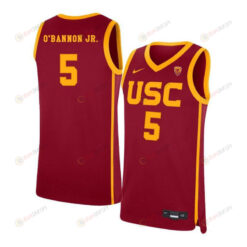 Charles OBannon Jr. 5 USC Trojans Elite Basketball Men Jersey - Red