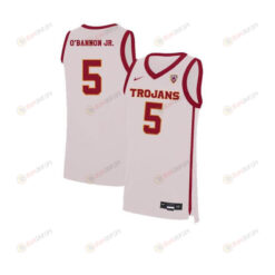 Charles OBannon Jr. 5 USC Trojans Elite Basketball Men Jersey - White