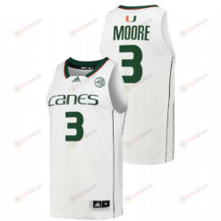 Charlie Moore 3 Miami Hurricanes 2022 College Basketball Men Jersey - White