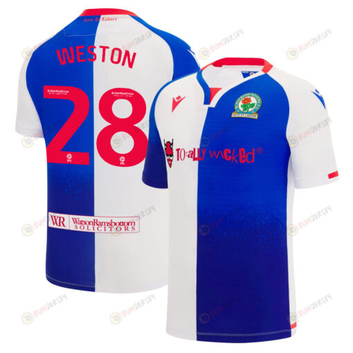 Charlie Weston 28 Blackburn Rovers 2023/24 Home Men Jersey - White Blue