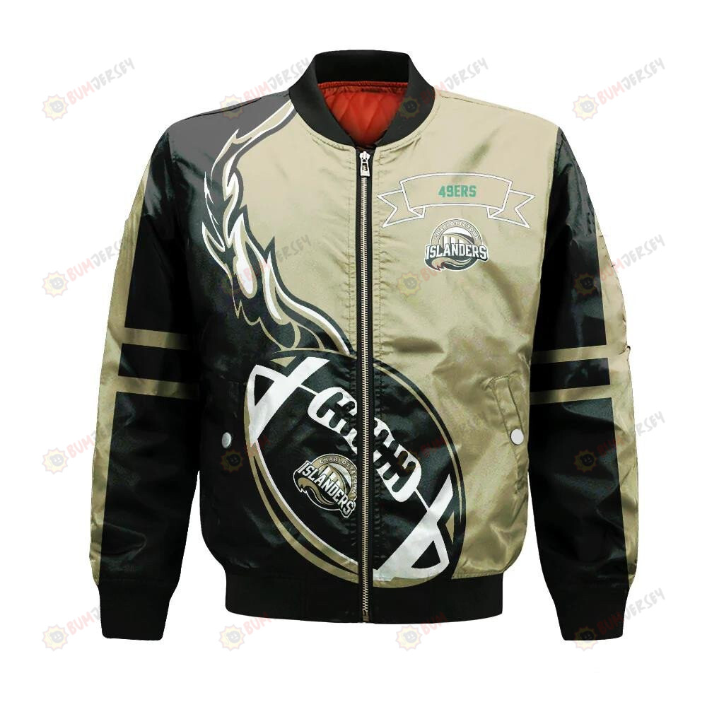 Charlotte 49ers Bomber Jacket 3D Printed Flame Ball Pattern