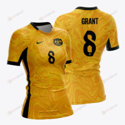 Charlotte Grant 8 Australia 2023 Women Home Jersey - Yellow - All Over Printed Jersey