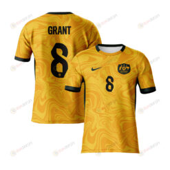 Charlotte Grant 8 Australia 2023 Youth Home Jersey - Yellow - All Over Printed Jersey