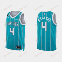 Charlotte Hornets 4 Nick Richards 2022-23 Icon Edition Teal Men Jersey