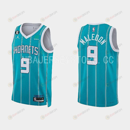Charlotte Hornets 9 Theo Maledon 2022-23 Icon Edition Teal Men Jersey