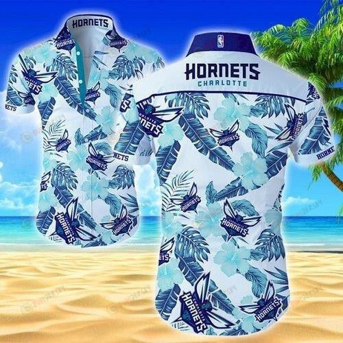 Charlotte Hornets Blue Sky Cool Curved Hawaiian Shirt
