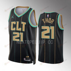 Charlotte Hornets JT Thor 21 2022-23 City Edition Black Jersey Swingman