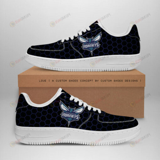 Charlotte Hornets Logo Beehive Pattern Air Force 1 Printed In Black