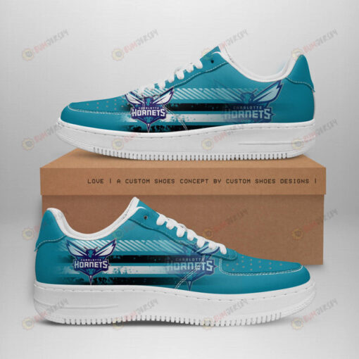 Charlotte Hornets Logo Stripe Pattern Air Force 1 Printed In Teal