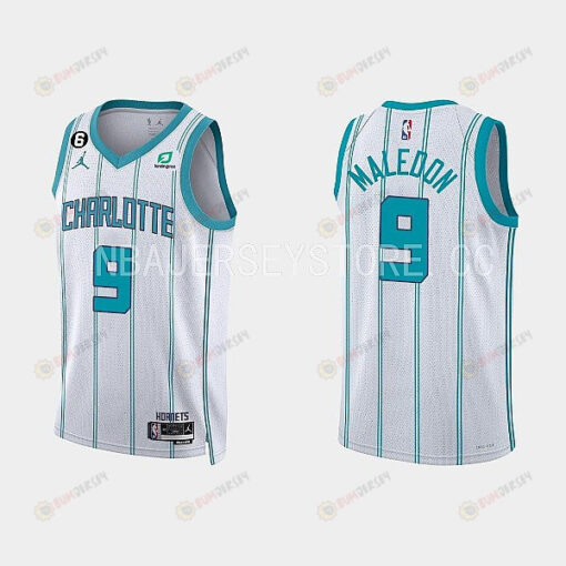 Charlotte Hornets Theo Maledon 9 2022-23 Association White Men Jersey Swingman