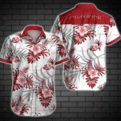 Chayanne Curved Hawaiian Shirt Red Palm Leave