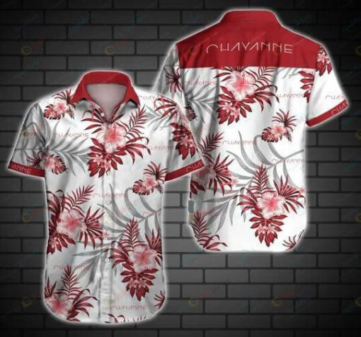 Chayanne Curved Hawaiian Shirt Red Palm Leave