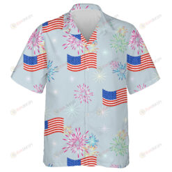 Cheer For Independence Day With Colorful Fireworks Pattern Hawaiian Shirt