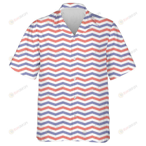 Chevron Zigzag Lines By Blue And Red Colors Pattern Hawaiian Shirt