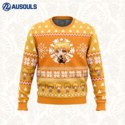 Chibi Christmas Zenitsu Agatsuma Demon Slayer Ugly Sweaters For Men Women Unisex