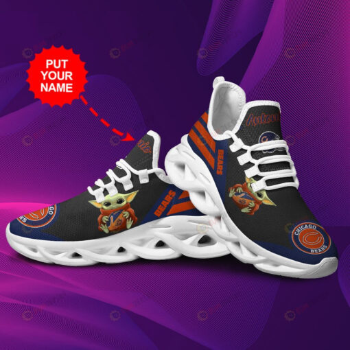 Chicago Bears Baby Yoda Logo Pattern Custom Name 3D Max Soul Sneaker Shoes