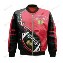 Chicago Bears Bomber Jacket 3D Printed Flame Ball Pattern