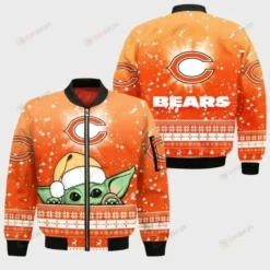 Chicago Bears Christmas Pattern Bomber Jacket - Orange