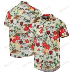 Chicago Bears Cream Paradise Floral Button-Up Hawaiian Shirt