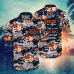 Chicago Bears Curved Hawaiian Shirt In Blue Pattern